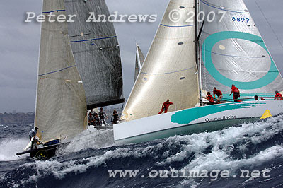 Ray Roberts' Quantum Racing and Bob Steel's Quest at the top mark of Race 1.