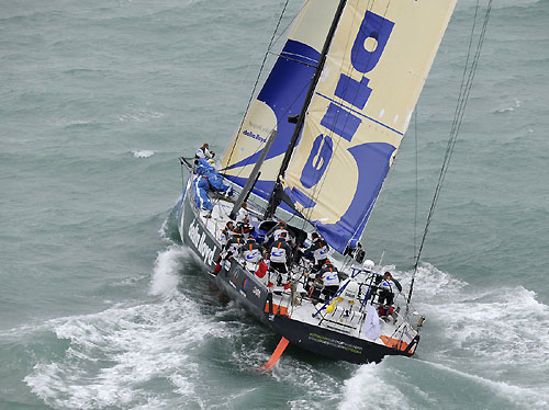 Team Delta Lloyd performing well after the start in Alicante, Spain for leg 1 of The Volvo Ocean Race. Photo copyright Rick Tomlinson - Volvo Ocean Race. 