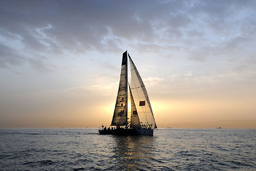 Telefonica Blue return to racing after pulling in to make repairs after the start of Leg 1 of the Volvo Ocean Race 2008-09. Photo copyright Dave Kneale - Volvo Ocean Race.