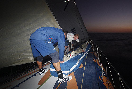 On the foredeck of Ericsson 3. Photo copyright Gustav Morin - Ericsson 3.