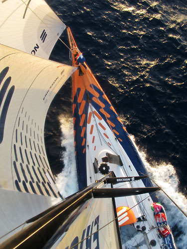 Champagne sailing  onboard Ericsson 3, all day and it all sums up with a nice wind increase up to 22 knots. Photo copyright Gustav Morin / Ericsson 3 Racing Team / Volvo Ocean Race.