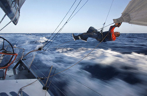 2008-10-14. Evening. Champagne sailing all day and it all sums up with a nice wind increase up to 22 knots. Photo copyright Gustav Morin - Ericsson Racing Team - Volvo Ocean Race.