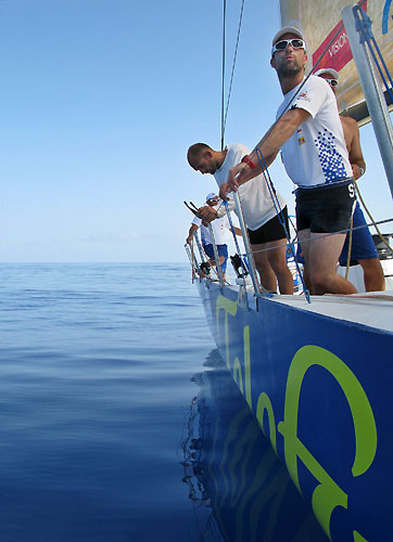 Telefonica Blue, earlier in the Doldrums on leg 1 of the Volvo Ocean Race. Photo copyright Gabriele Olivo - Equipo Telefonica Blue.