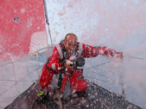 Media crew member Rick Deppe onboard PUMA Ocean Racing's il mostro on leg 1 of the Volvo Ocean Race. Photo copyright PUMA Ocean Racing - Volvo Ocean Race.