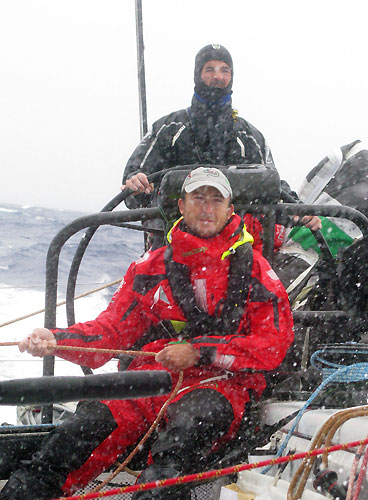 Damian Foxall helming and Andrew McLean trimming onboard Green Dragon, heading towards Cape Town, on leg 1 of the Volvo Ocean Race. Photo copyright Guo Chuan - Green Dragon Racing - Volvo Ocean Race.