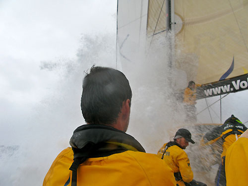 Team Russia in rough weather as they hit the low pressure wind currents on the home straight to Cape Town, on leg 1 of the Volvo Ocean Race. Photo copyright Mark Covell - Team Russia - Volvo Ocean Race.