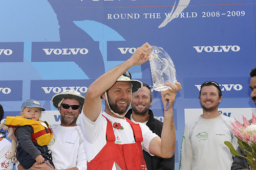 Skipper Ian Walker and Green Dragon's crew dockside in Cape Town after completing leg 1 of the Volvo Ocean Race.  Photo copyright Rick Tomlinson - Volvo Ocean Race.