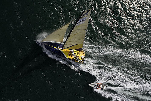Team Russia on the last leg of the JPM Morgan Round The Island Race, ahead of the Volvo Ocean Race. Photo copyright Dave Pinegar