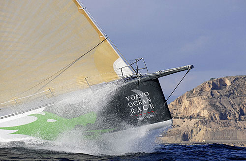 Green Dragon in-port race training off the start port of Alicante, Spain. Photo copyright Rick Tomlinson - Volvo Ocean Race.