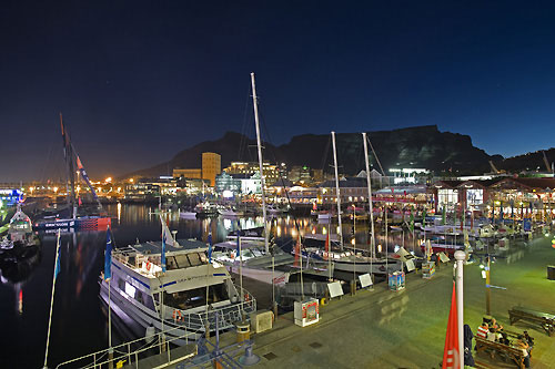Table Mountain lit up at night prior to the start of leg 2 from Cape Town, South Africa to Cochin, India. Photo copyright Rick Tomlinson / Volvo Ocean Race.
