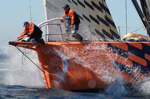 Ericsson 4 get ready to hoist their gennaker at the start at the start of leg 2 of the Volvo Ocean Race from Cape Town, South Africa to Cochin, India. Photo copyright Dave Kneale / Volvo Ocean Race.