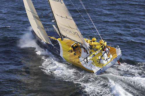 Team Russia at the start of leg 2 of the Volvo Ocean Race from Cape Town, South Africa to Cochin, India. Photo copyright Rick Tomlinson / Volvo Ocean Race.