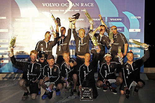 Delta Lloyd, skippered by Roberto Bermudet de Castro from Spain, finishes leg 2 of the Volvo Ocean Race from Cape Town, South Africa to Cochin, India. They crossed the line at 12:29:00 GMT, securing 3 points for the finish and 3.5 points overall for the leg. For EDITORIAL USE only, please credit: Rick Tomlinson / Volvo Ocean Race. Photo copyright Rick Tomlinson / Volvo Ocean Race.