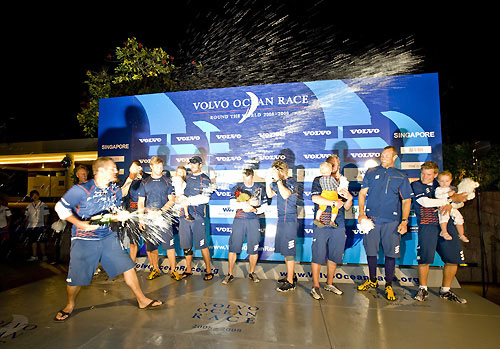 Ericsson 3, skippered by Anders Lewander (SWE) takes third place on leg 3 of the Volvo Ocean Race from India to Singapore, crossing the finish line at 15:09:48 GMT. Photo copyright Rick Tomlinson / Volvo Ocean Race.