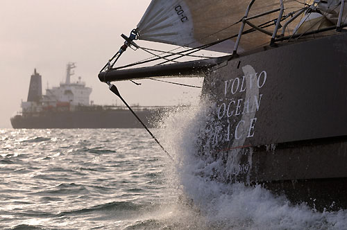 Team Russia, skippered by Andreas Hanakamp (AUT) takes seventh place on leg 3 of the Volvo Ocean Race from India to Singapore, crossing the finish line at 00:08:25 GMT. Photo copyright Dave Kneale / Volvo Ocean Race.