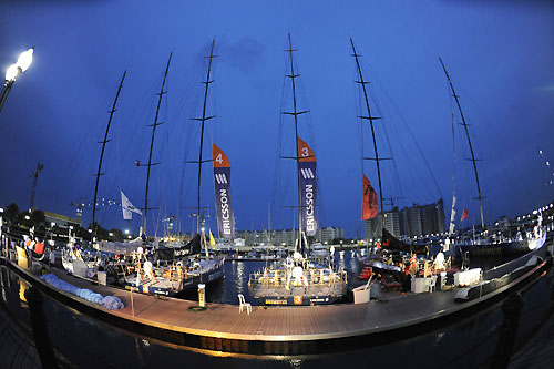 The Volvo Ocean race fleet in Singapore. Photo copyright Rick Tomlinson / Volvo Ocean Race.