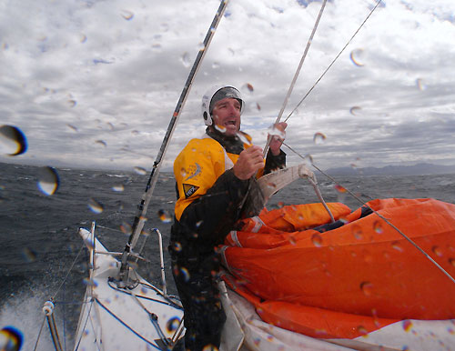 Pepe Ribes onboard Telefonica Blue calling manouvre during a sail change. Photo copyright Gabriele Olivo / Telefonica Blue / Volvo Ocean Race.