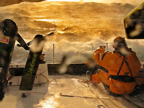 Telefonica Black in 50 knot winds near the Philippines, on leg 4 of the Volvo Ocean Race, from Singapore to Qingdao, China. Photo copyright Mikel Pasabant / Telefonica Black / Volvo Ocean Race.