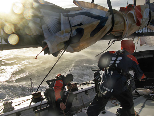 Ericsson 4 in 50 knots of wind, on leg 4 of the Volvo Ocean Race, from Singapore to Qingdao, China. Photo copyright Guy Salter / Ericsson 4 / Volvo Ocean Race.