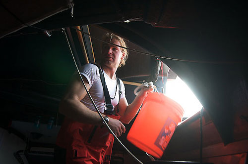 Michael Muller onboard PUMA Ocean Racing, on leg 5 of the Volvo Ocean Race. Photo © Rick Deppe / PUMA Ocean Racing / Volvo Ocean Race.