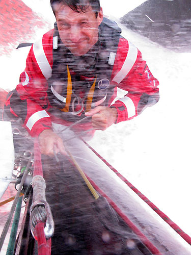Bowman - Pitman Jerry Kirby sets up for a reef en route to Rio De Janeiro on leg 5 of the Volvo Ocean Race. Photo copyright Rick Deppe / PUMA Ocean Racing / Volvo Ocean Race.