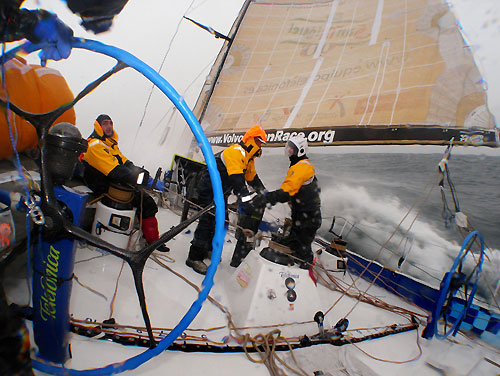 Telefonica Blue in rough weather, on leg 5 of the Volvo Ocean Race, from Qingdao to Rio de Janeiro. Photo copyright Gabriele Olivo / Telefonica Blue / Volvo Ocean Race.