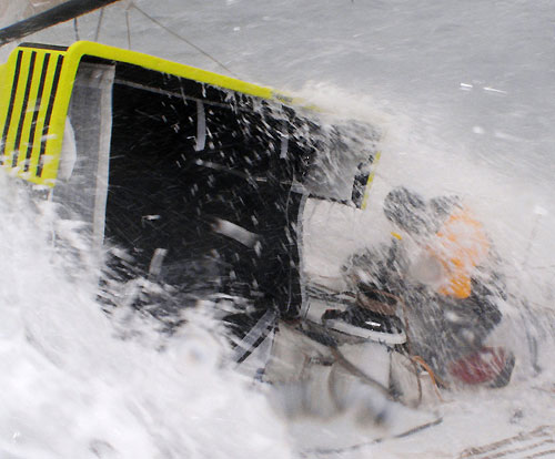 Telefonica Blue in rough weather, on leg 5 of the Volvo Ocean Race, from Qingdao to Rio de Janeiro. Photo copyright Gabriele Olivo / Telefonica Blue / Volvo Ocean Race.