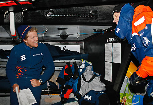 Onboard Ericsson 3, during leg 5 of the Volvo Ocean Race, from Qingdao to Rio de Janeiro. Photo copyright Gustav Morin / Ericsson 3 / Volvo Ocean Race.