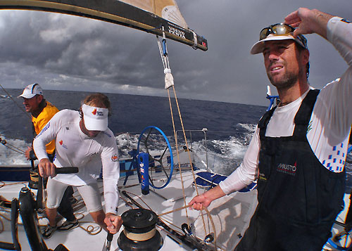 Sunshine after the rain onboard Telefonica Blue, on leg 5 of the Volvo Ocean Race, from Qingdao to Rio de Janeiro. Photo copyright Gabriele Olivo / Telefonica Blue / Volvo Ocean Race.