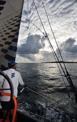 Skipper Torben Grael looks out at Fiji, onboard Ericsson 4 under a fantastic South Pacific sky, during leg 5 of the Volvo Ocean Race, from Qingdao to Rio de Janeiro. Photo copyright Guy Salter / Ericsson 4 / Volvo Ocean Race.