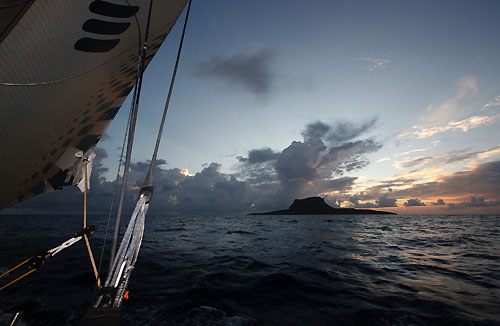 One of the small islands off Fiji, as seen from onboard Ericsson 4, on leg 5 of the Volvo Ocean Race, from Qingdao to Rio de Janeiro. Photo copyright Guy Salter / Ericsson 4 / Volvo Ocean Race.