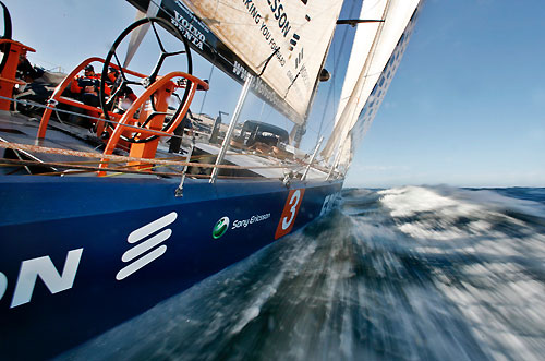 Ericsson 3 holding on to their lead with 1,500 miles to go, on leg 5 of the Volvo Ocean Race, from Qingdao to Rio de Janeiro. Photo copyright Gustav Morin / Ericsson 3 / Volvo Ocean Race.