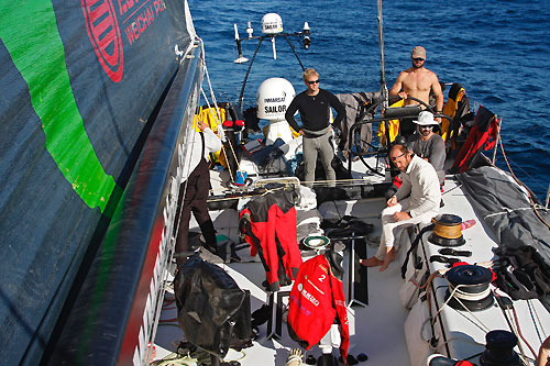 Green Dragon slow as they hit calm weather, on leg 5 of the Volvo Ocean Race, from Qingdao to Rio de Janeiro. Photo copyright Guo Chuan / Green Dragon Racing / Volvo Ocean Race.