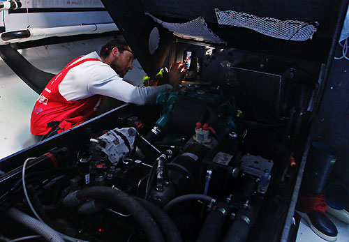 Andrew McLean checking the generator, onboard Green Dragon, on leg 5 of the Volvo Ocean Race, from Qingdao to Rio de Janeiro. Photo copyright Guo Chuan / Green Dragon Racing / Volvo Ocean Race.