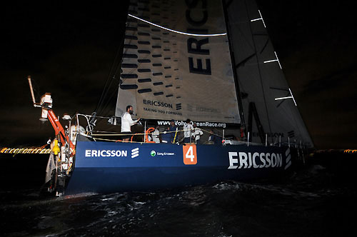 Ericsson 4, skippered by Torben Grael (BRA) finish second into Rio de Janeiro on leg 5 of the Volvo Ocean Race, crossing the line at 22:57:44 GMT 26/03/09. Photo copyright Dave Kneale / Volvo Ocean Race.