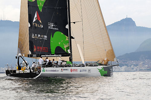 Green Dragon, skippered by Ian Walker (GBR) finish fourth into Rio de Janeiro on leg 5 of the Volvo Ocean Race, crossing the line at 18:59:40 GMT 28/03/09. Photo copyright Dave Kneale / Volvo Ocean Race.