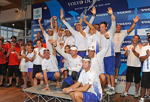 Telefonica Blue, skippered by Bouwe Bekking (NED) finish first in the Light In-port Race in the Volvo Ocean Race in Rio de Janeiro. Photo copyright Dave Kneale / Volvo Ocean Race.