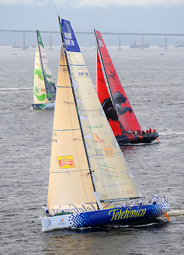 Telefonica Blue in the Light In-port Race in the Volvo Ocean Race in Rio de Janeiro. Photo copyright Rick Tomlinson / Volvo Ocean Race.