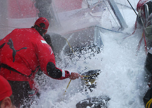Rough seas onboard PUMA Ocean Racing, on leg 6 of the Volvo Ocean Race, from Rio de Janeiro to Boston. Photo copyright Rick Deppe / PUMA Ocean Racing / Volvo Ocean Race.