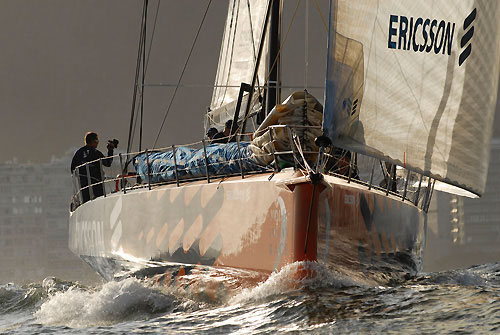 Ericsson 4, skippered by Torben Grael (BRA), back at the start of leg 6 of the Volvo Ocean Race, from Rio de Janeiro to Boston. Photo copyright Rick Tomlinson / Volvo Ocean Race.
