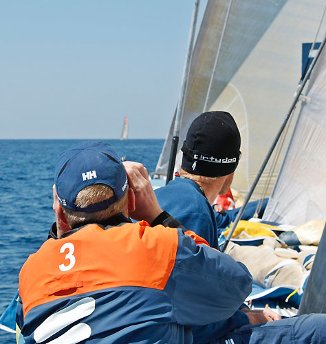 Chasing down Ericsson 4, onboard Ericsson 3, on leg 6 of the Volvo Ocean Race, from Rio de Janeiro to Boston. Photo copyright Gustav Morin / Ericsson 3 / Volvo Ocean Race.