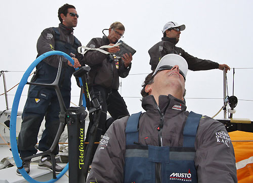 Pablo Iglesias trimming, onboard Telefonica Black, on leg 7 from Boston to Galway. Photo copyright Anton Paz / Telefonica Black / Volvo Ocean Race.