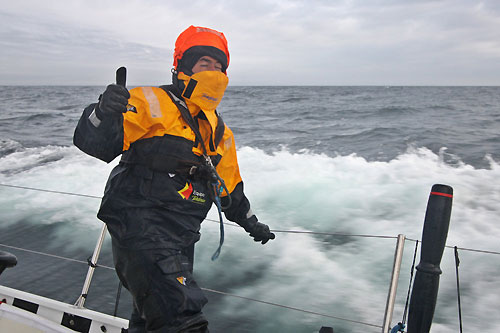 Gonzalo Araujo checking fishermans marks, onboard Telefonica Black, on leg 7 from Boston to Galway. Photo copyright Anton Paz / Telefonica Black / Volvo Ocean Race.
