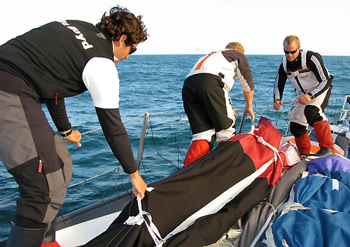 Team Delta Lloyd moving up to third place. The water temparature is rising and the sun is back. Everybody is enjoying being back in the pack and is warming in the sun, during leg 7 from Boston to Galway. Photo copyright Sander Pluijm / Team Delta Lloyd / Volvo Ocean Race.