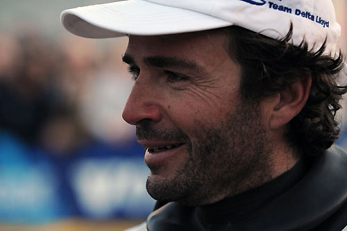 Skipper Roberto Bermudez of Delta Lloyd, who finished fifth in leg 7 from Boston to Galway, crossing the line at 03:39:58 GMT, May 24, 2009. Photo copyright Dave Kneale / Volvo Ocean Race. 