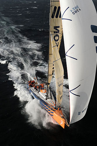 Ericsson 4 surfing at 30 knots off the Blasket Islands West of Ireland, shortly after the start of leg 8 from Galway to Marstrand. Photo copyright Rick Tomlinson / Volvo Ocean Race.