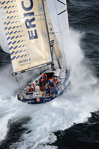 Ericsson 4 surfing at 30 knots off the Blasket Islands West of Ireland, shortly after the start of leg 8 from Galway to Marstrand. Photo copyright Rick Tomlinson / Volvo Ocean Race.