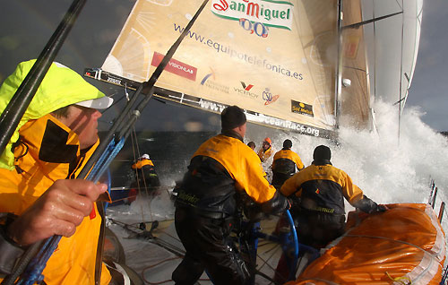 The wind quickly picks up and it becomes "hang on" mode, onboard Telefonica Blue, on leg 8 of the Volvo Ocean Race, from Galway to Marstrand. Photo copyright Gabriele Olivo / Telefonica Blue / Volvo Ocean Race.