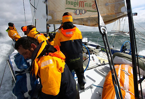 Leaving the Rotterdam Gate Race, on leg 8 of the Volvo Ocean Race, from Galway to Marstrand. Photo copyright Gabriele Olivo / Telefonica Blue / Volvo Ocean Race.