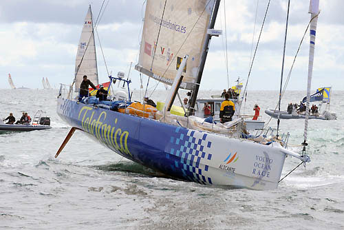 Telefonica Blue run aground the start of leg 9 from Marstrand to Stockholm. Photo copyrightRick Tomlinson / Volvo Ocean Race.